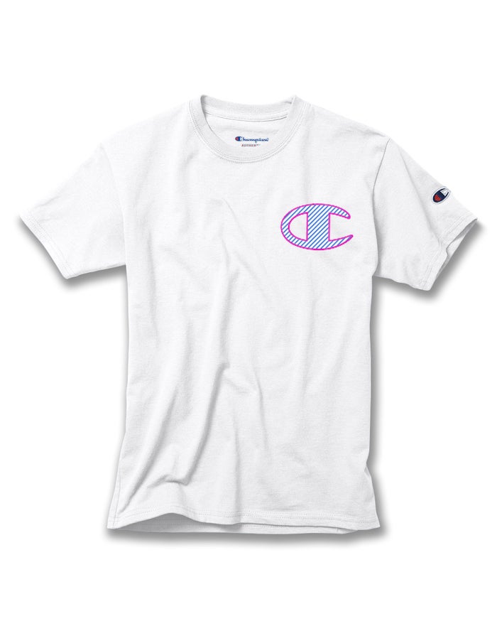 Champion Cotton C Logo Stroke - Poikien Valkoinen T-Paita - Suomi 2857196-LJ